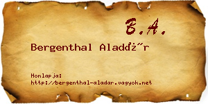 Bergenthal Aladár névjegykártya